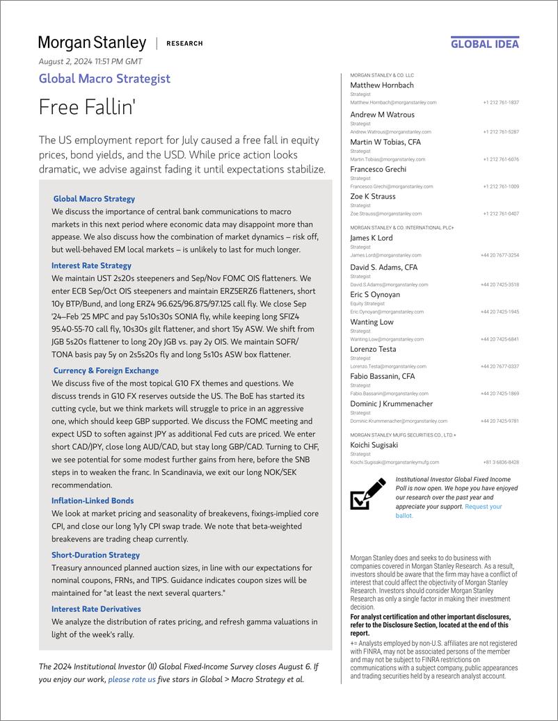 《Morgan Stanley Fixed-Global Macro Strategist Free Fallin-109629329》 - 第1页预览图