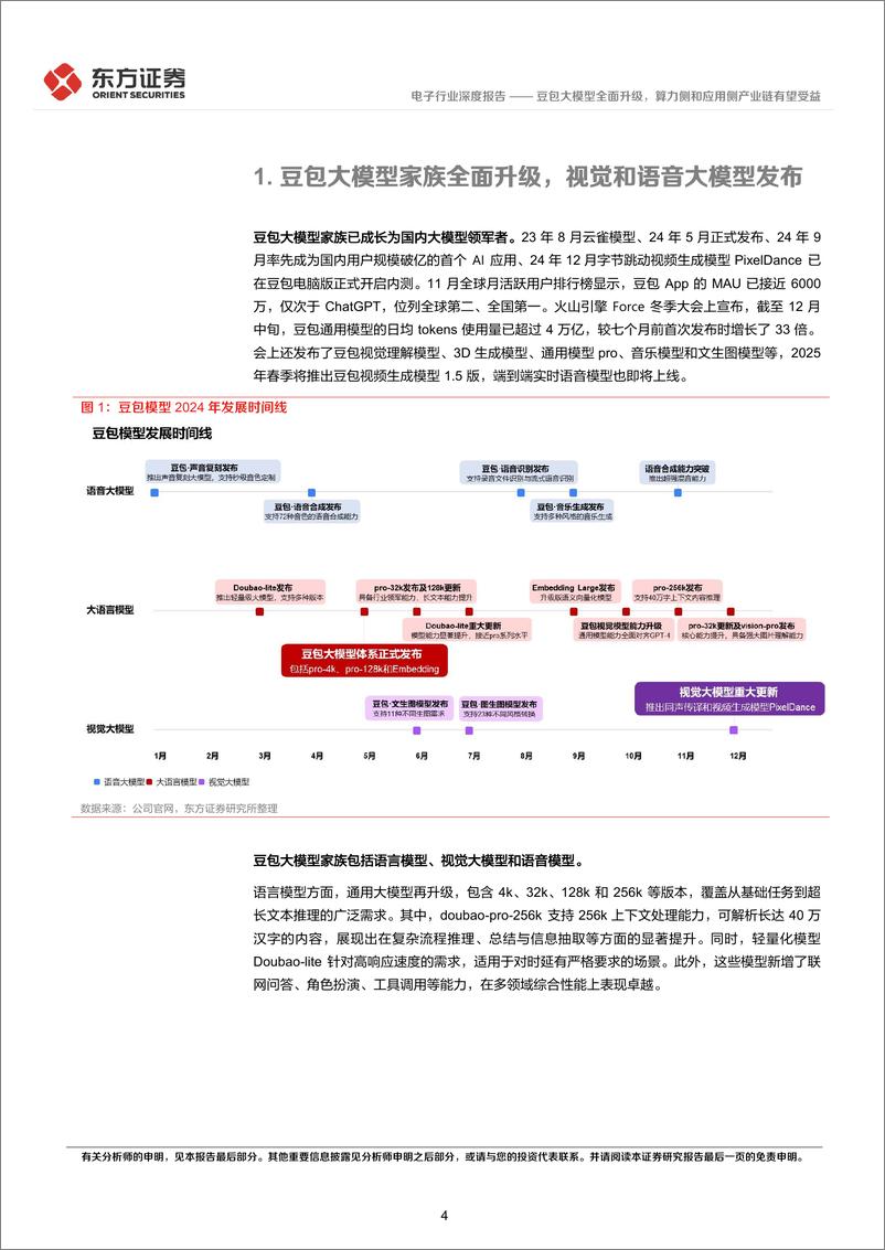 《电子行业深度报告：豆包大模型全面升级，算力侧和应用侧产业链有望受益-250106-东方证券-17页》 - 第4页预览图