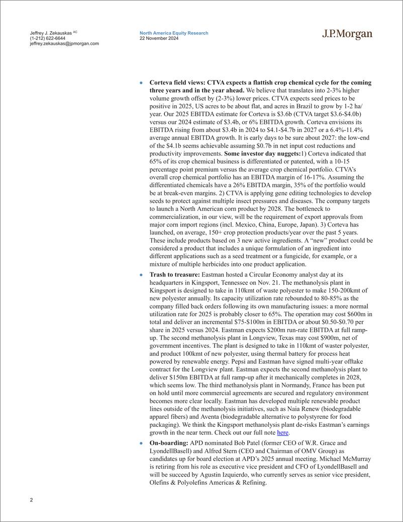 《JPMorgan-Chemical and Agriculture Menu The Week in Chemicals - 1122...-111764580》 - 第2页预览图