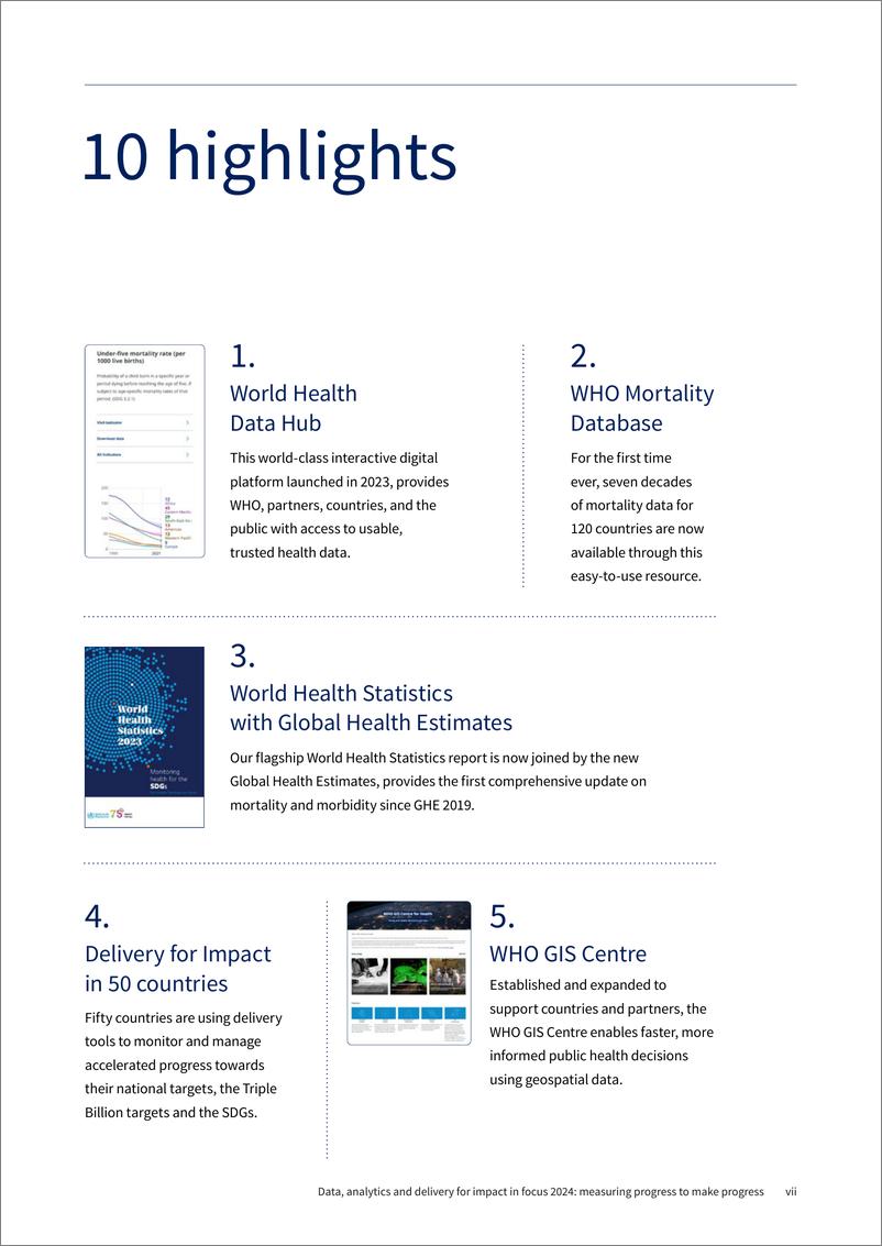 《WHO世界卫生组织：2024年重点领域影响的数据、分析和交付报告：衡量进展以取得进展（英文版）》 - 第8页预览图
