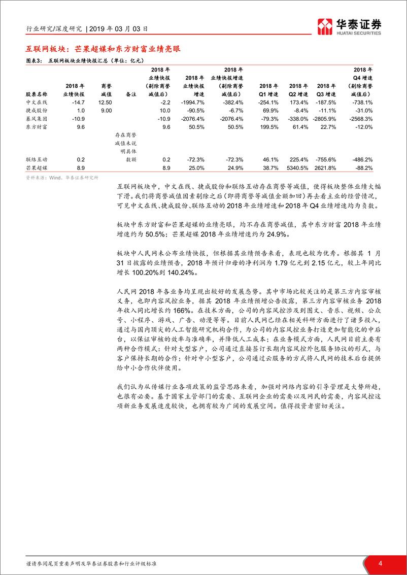 《传媒行业2018年业绩快报复盘：低迷中仍存机会，自下而上甄选标的-20190303-华泰证券-17页》 - 第5页预览图