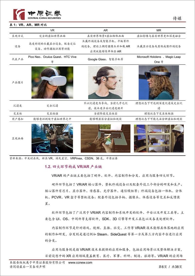 《传媒行业专题研究：硬件迭代+内容生态双轮驱动，VRAR产业增长飞轮将启-20220418-中原证券-38页》 - 第7页预览图