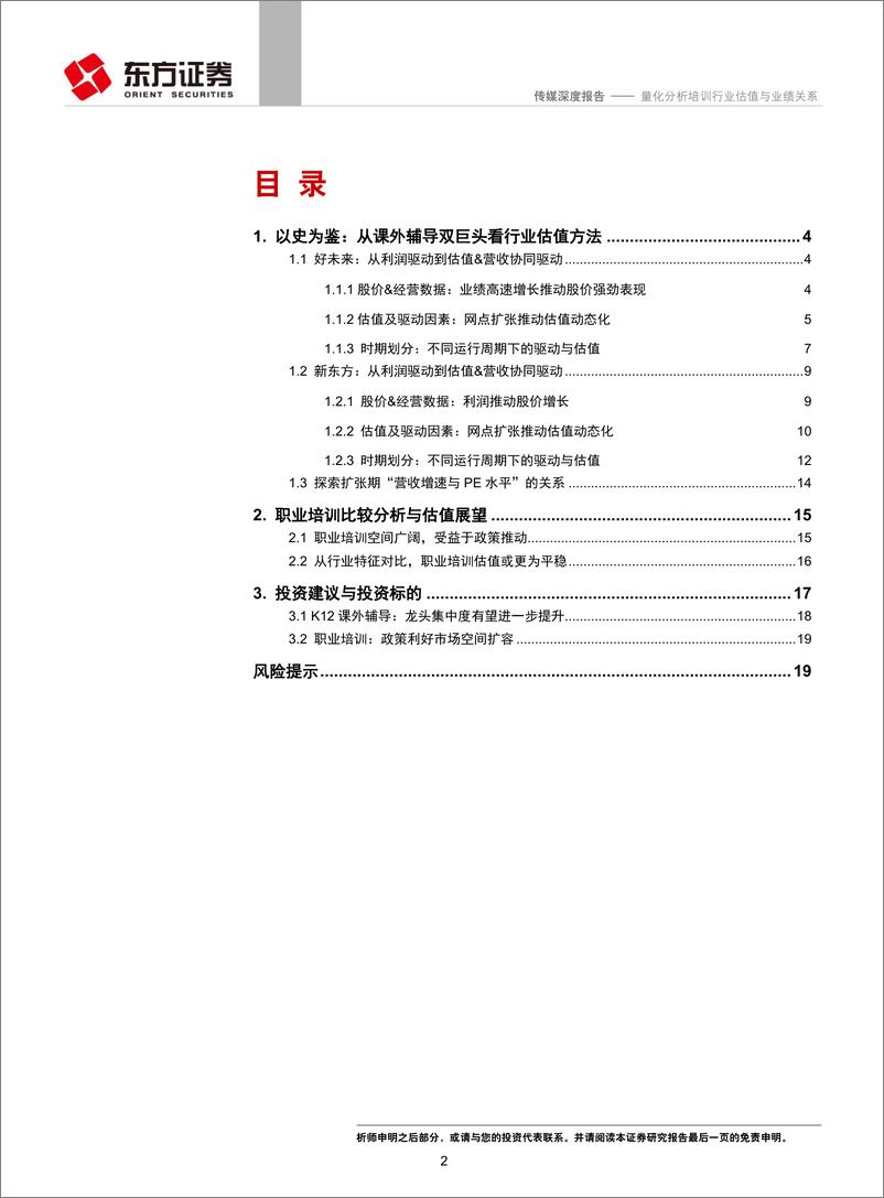 《传媒行业深度报告：基于K1龙头历史表现，量化分析培训行业估值与业绩关系-20190329-东方证券-21页》 - 第3页预览图