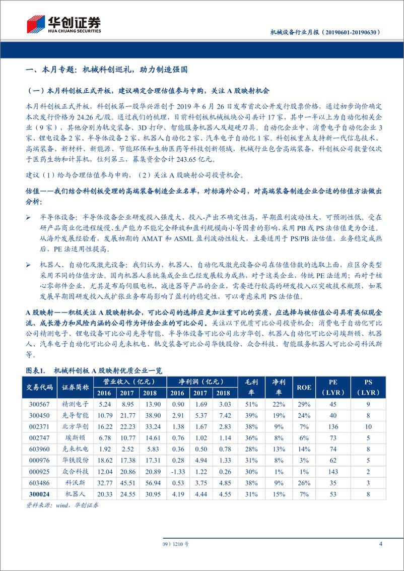 《机械设备行业月报：机械科创巡礼，助力制造强国-20190630-华创证券-20页》 - 第5页预览图