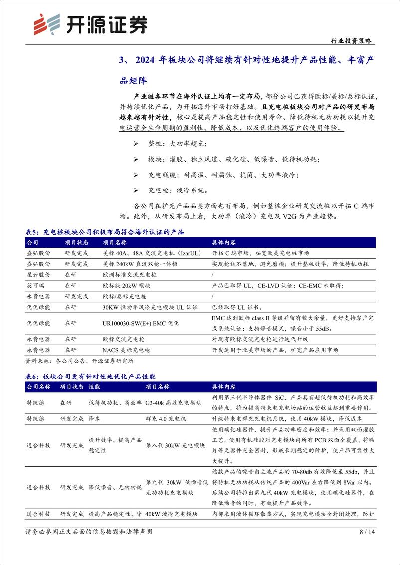 《电力设备行业投资策略-充电桩板块2023年报总结：营收高速增长，2024年将继续突破海外市场-240513-开源证券-14页》 - 第8页预览图