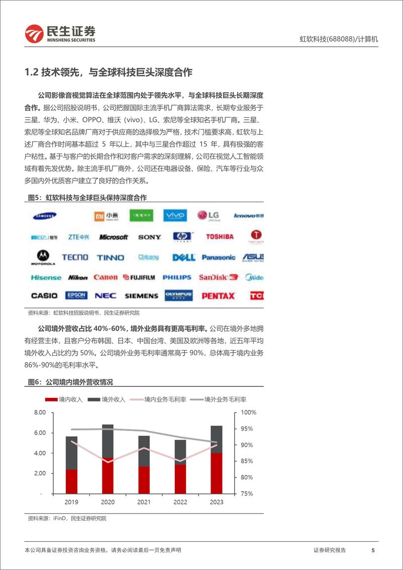 《虹软科技(688088)首次覆盖报告：“虹图”大业，软件为先-240430-民生证券-23页》 - 第5页预览图