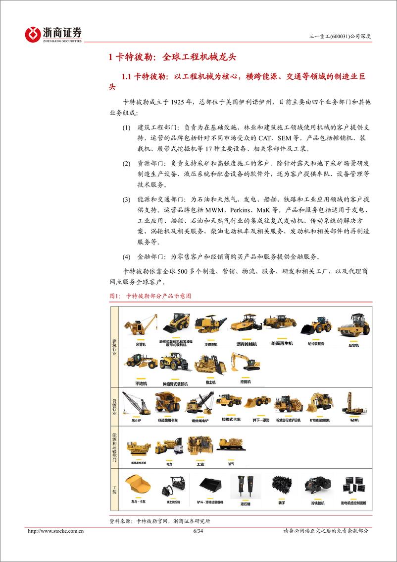 《三一重工(600031)深度报告：以卡特彼勒为鉴，三一重工全球化、低碳化%2b数智化助力弯道超车-250108-浙商证券-34页》 - 第6页预览图