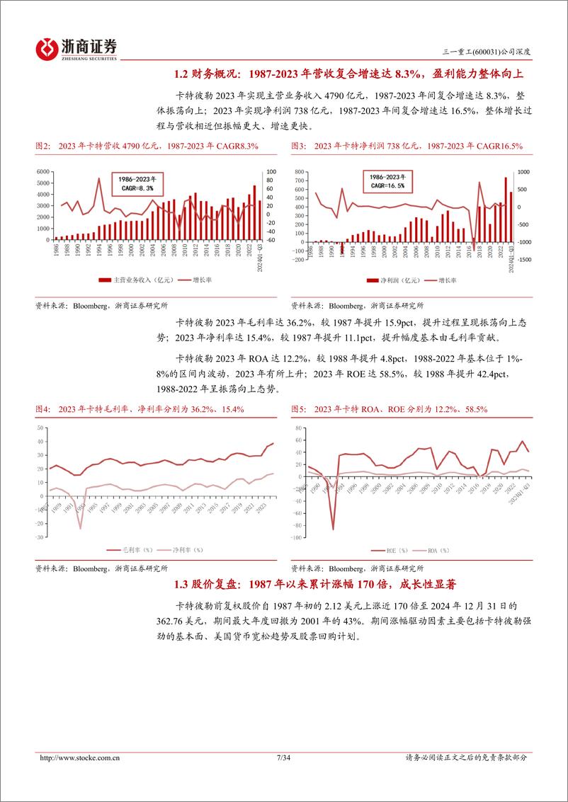 《三一重工(600031)深度报告：以卡特彼勒为鉴，三一重工全球化、低碳化%2b数智化助力弯道超车-250108-浙商证券-34页》 - 第7页预览图