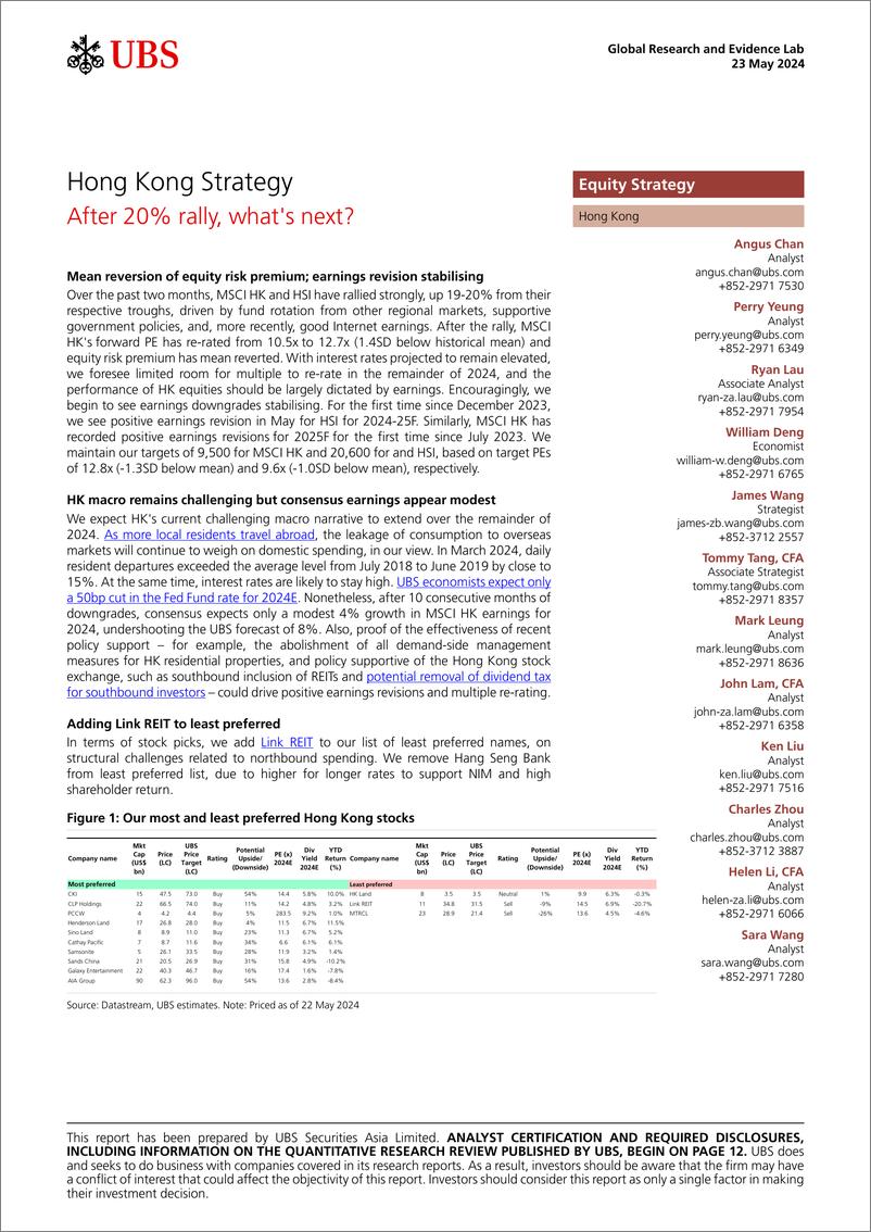 《UBS Equities-Hong Kong Strategy _After 20 rally, whats next_ Chan-108367156》 - 第1页预览图