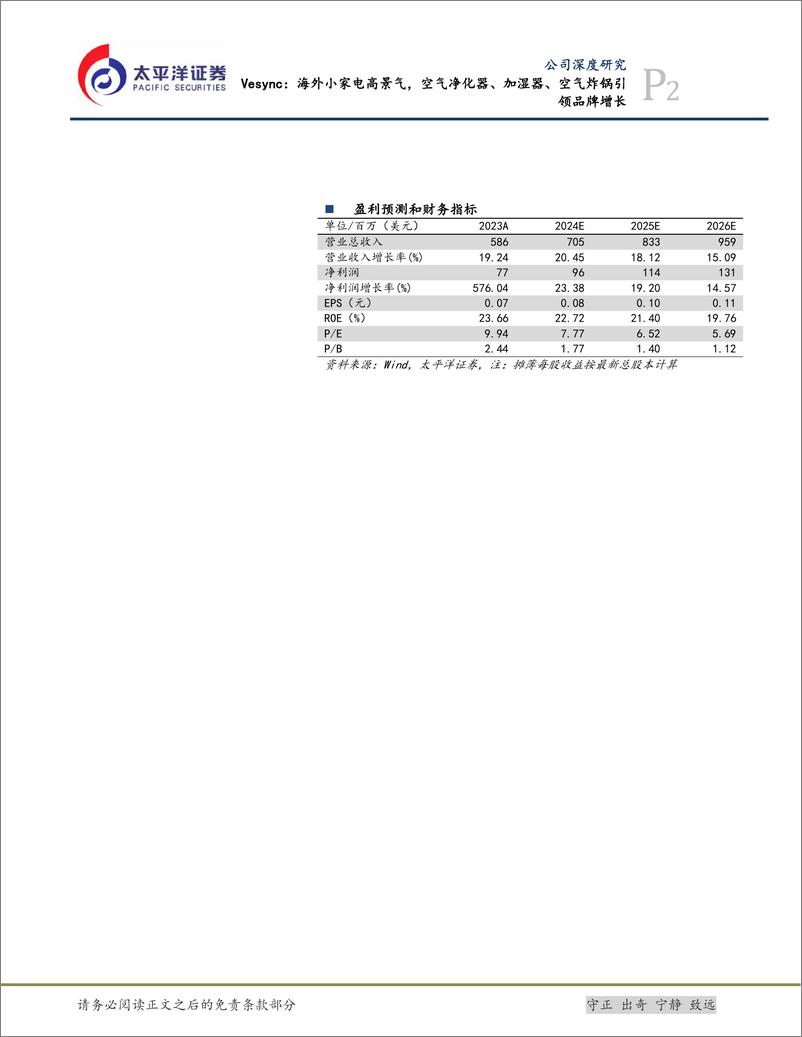 《VESYNC(02148.HK)海外小家电高景气，空气净化器、加湿器、空气炸锅引领品牌增长-240618-太平洋证券-42页》 - 第2页预览图