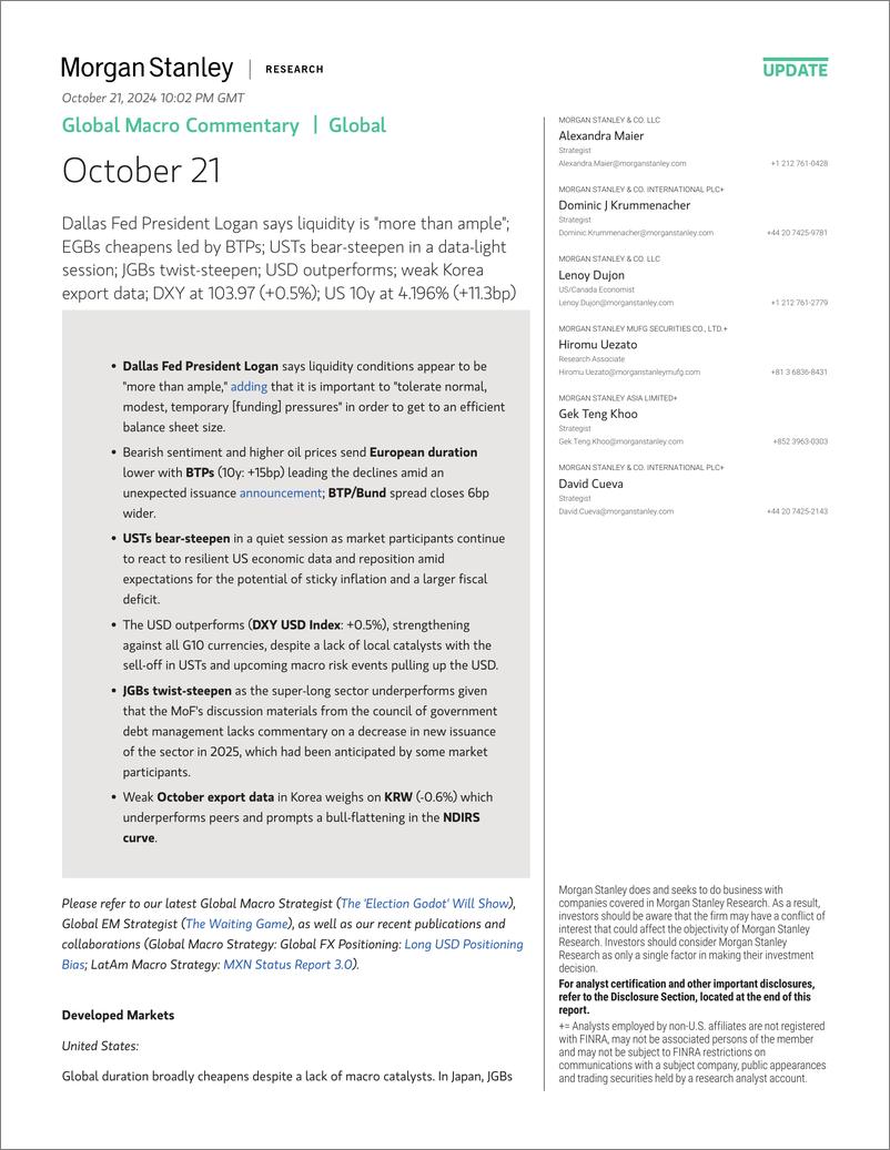 《Morgan Stanley Fixed-Global Macro Commentary October 21-110953531》 - 第1页预览图