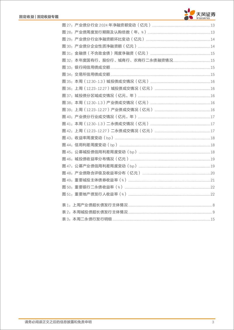 《固定收益定期：建议关注城投债补涨-250105-天风证券-23页》 - 第3页预览图