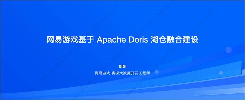 《网易游戏_胡彪__易游戏基于Apache Doris湖仓融合建设》 - 第1页预览图