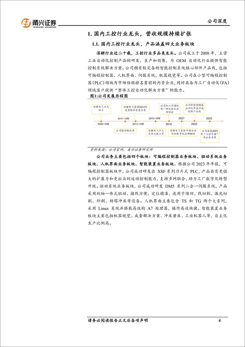 《信捷电气(603416)首次覆盖深度报告：国内工控行业龙头，业绩改善拐点已至-241203-甬兴证券-22页》 - 第4页预览图