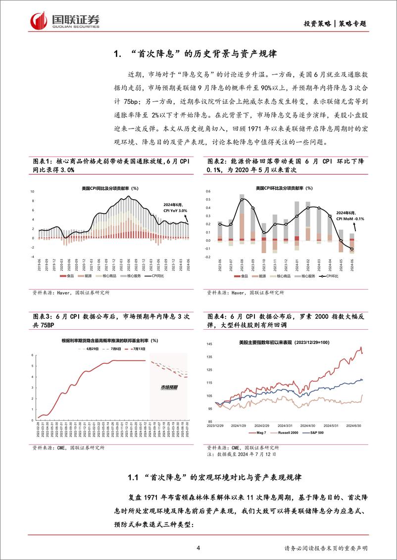 《Global＋Vision第14期：“首次降息”的历史背景与资产规律-240721-国联证券-25页》 - 第4页预览图