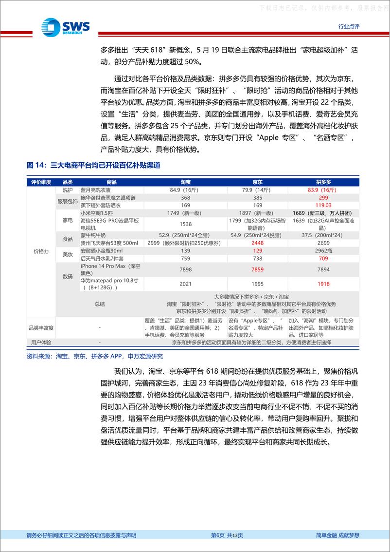 《申万宏源-互联网电商行业2023年618专题报告，618前瞻：发挥“价格力”重点战略，全域经营+AI探索增长新空间-230530》 - 第6页预览图