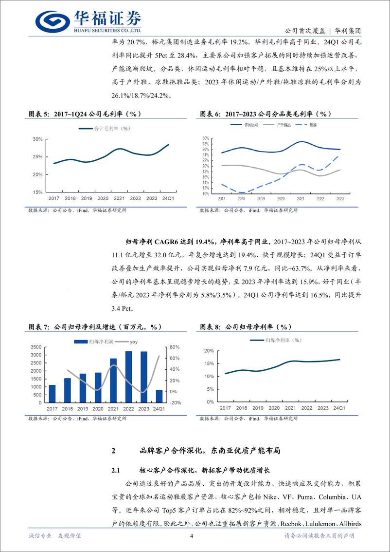 《华利集团(300979)运动鞋制造龙头，客户%26产能优势尽显-240620-华福证券-10页》 - 第4页预览图