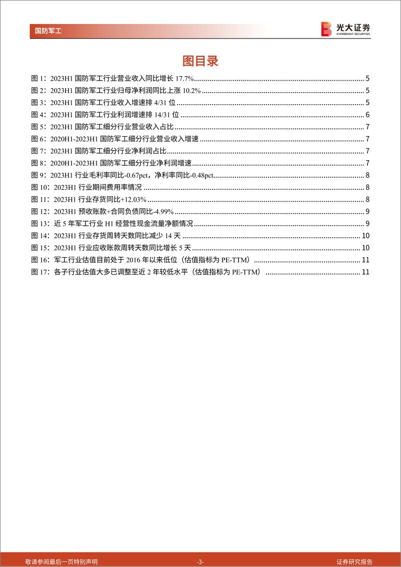 《军工行业2023半年报综述：营收增速高于净利润增速，板块估值处在低位-20230907-光大证券-26页》 - 第4页预览图