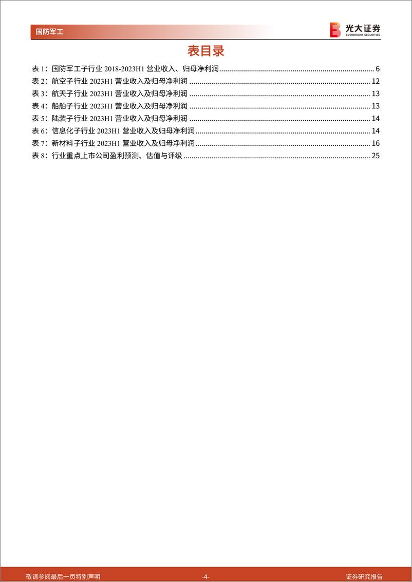 《军工行业2023半年报综述：营收增速高于净利润增速，板块估值处在低位-20230907-光大证券-26页》 - 第5页预览图