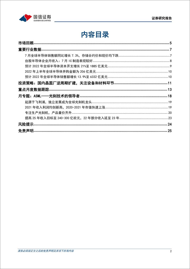 《半导体行业9月投资策略及ASML复盘：国内晶圆厂逆周期扩建，关注设备和材料环节-20220912-国信证券-26页》 - 第3页预览图