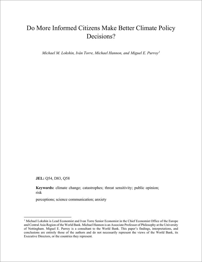 《世界银行-更多知情的公民会做出更好的气候政策决策吗？（英）-2024.9-33页》 - 第3页预览图