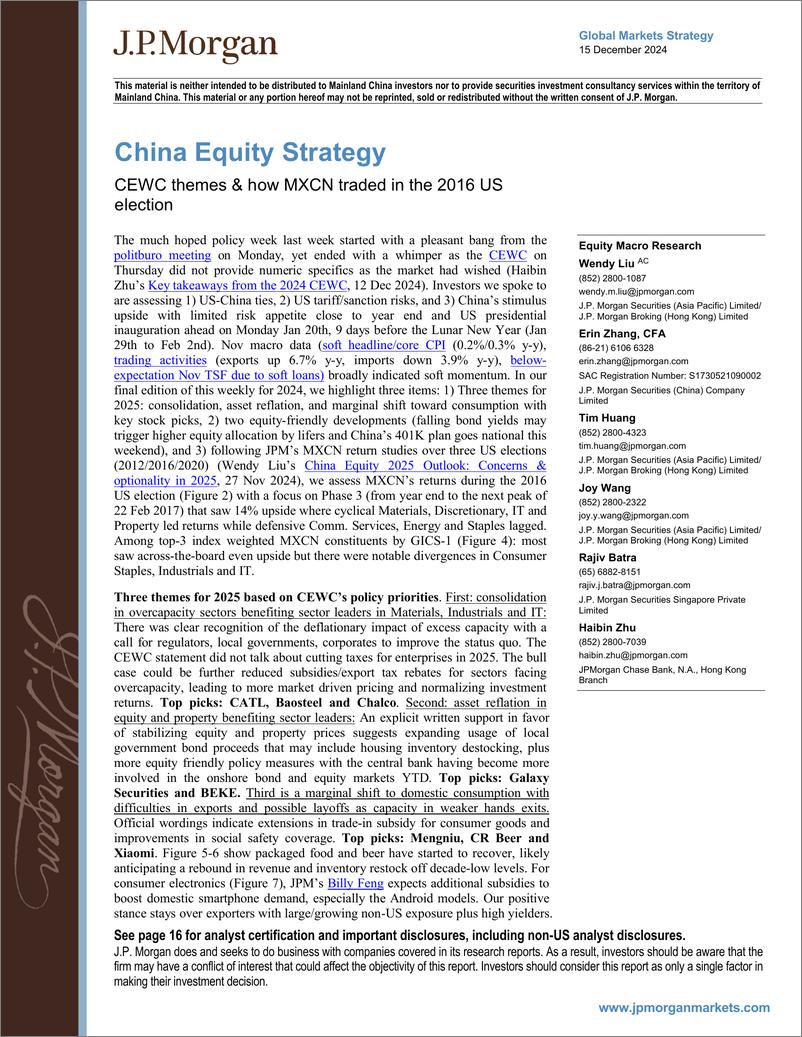 《JPMorgan-China Equity Strategy CEWC themes  how MXCN traded in the 2...-112220090》 - 第1页预览图