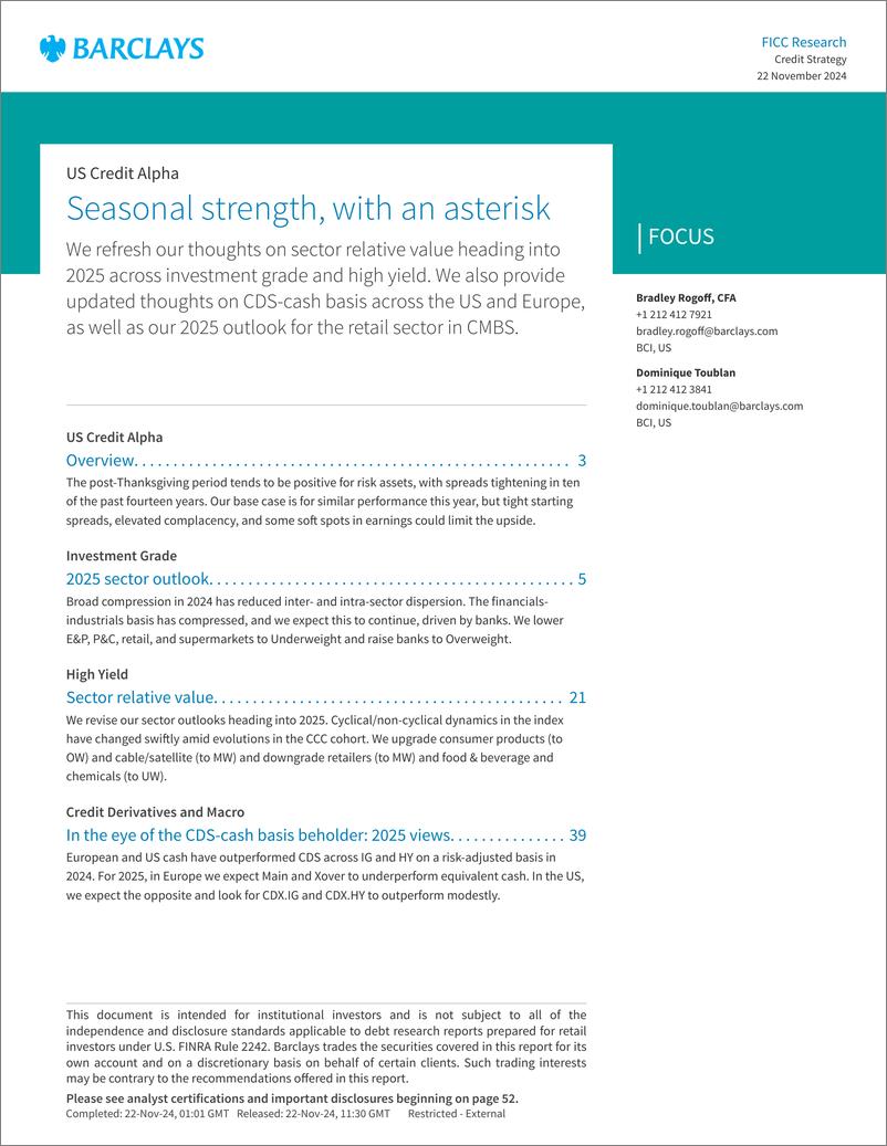 《Barclays_US_Credit_Alpha_Seasonal_strength_with_an_asterisk》 - 第1页预览图