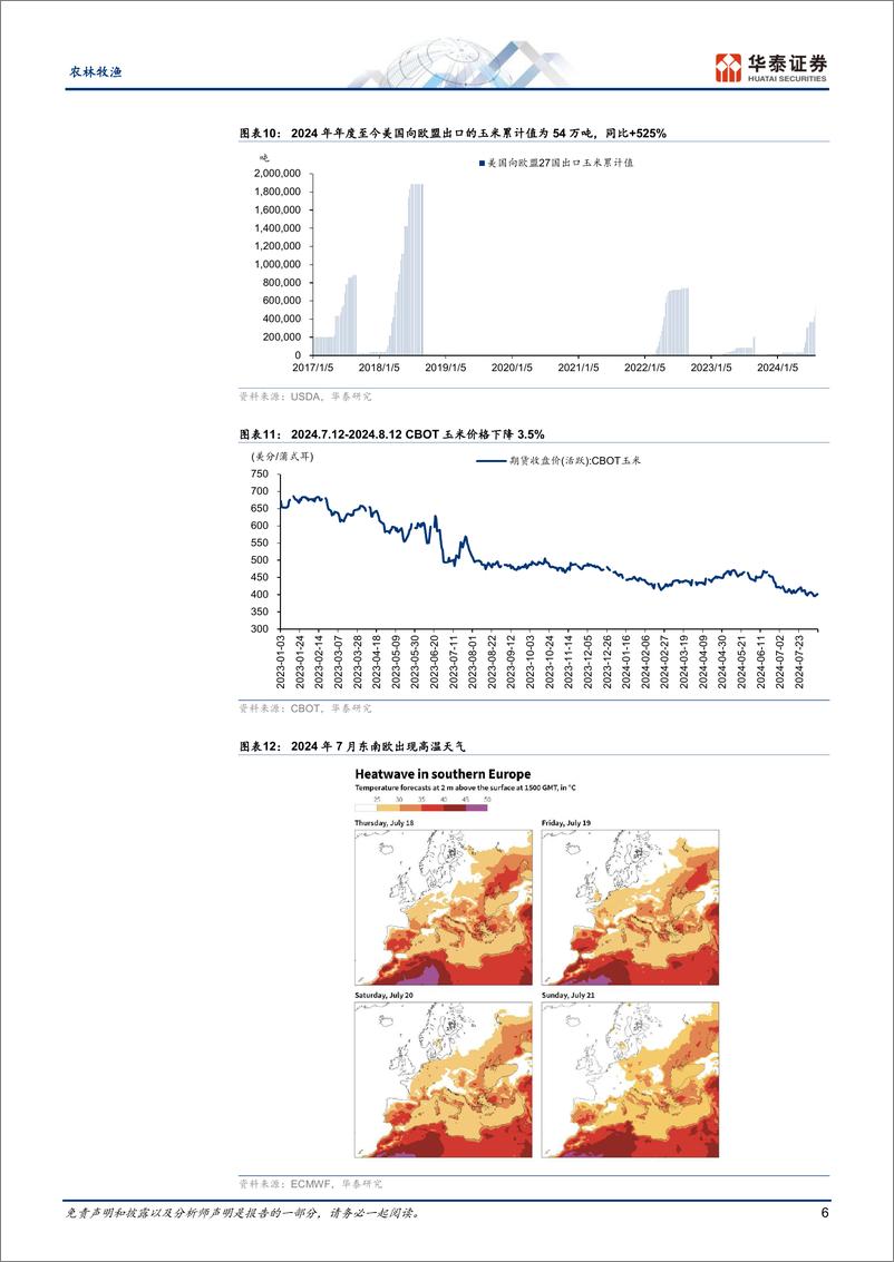 《农林牧渔行业：美豆丰产预期增强，欧盟玉米预期减产-240814-华泰证券-13页》 - 第6页预览图