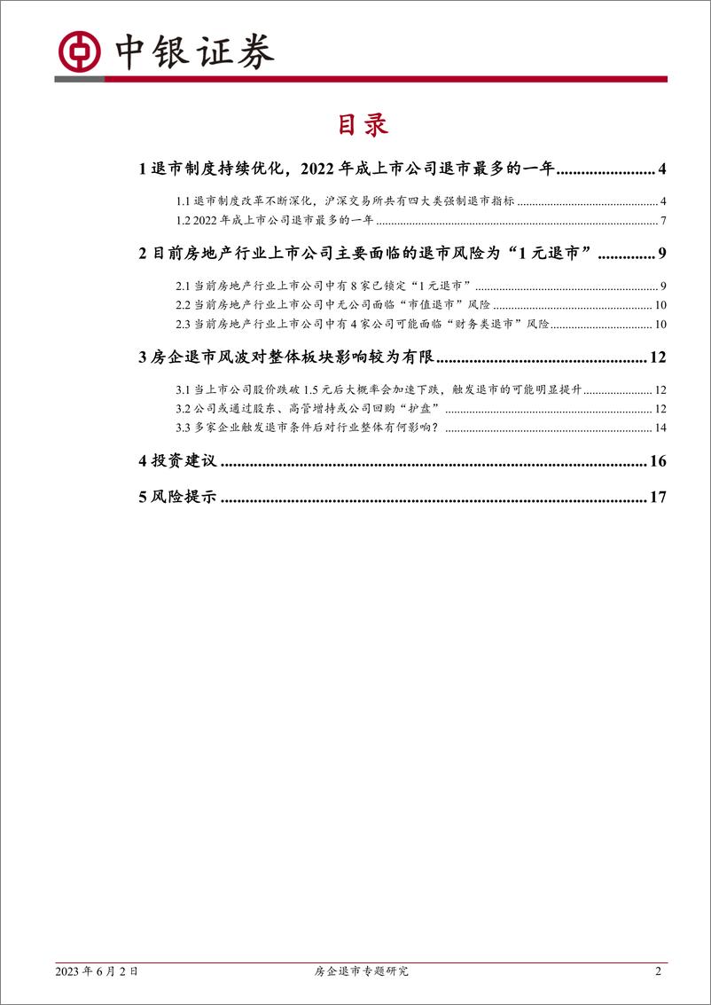 《房地产行业房企退市专题研究：十余家房企面临“1元退市”风险，对行业整体影响有限-20230602-中银国际-19页》 - 第3页预览图