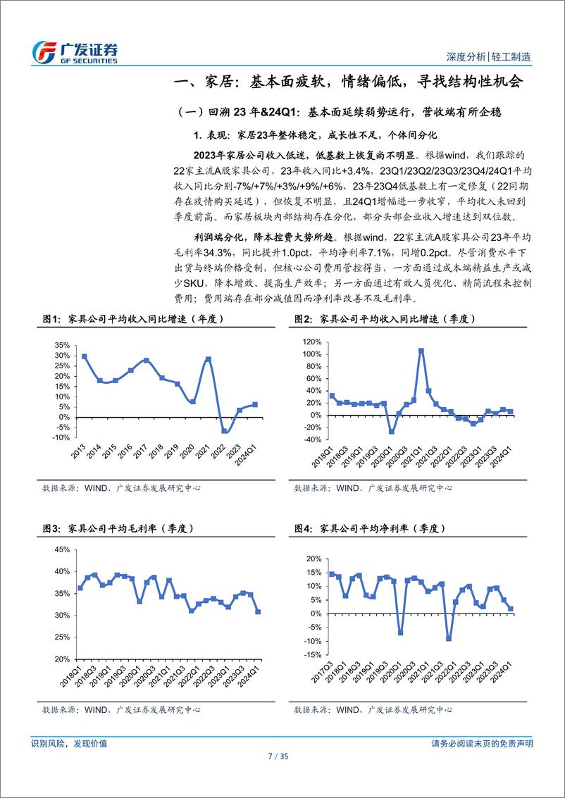 《轻工行业2023年报及2024年一季报总结：出口板块景气，内需龙头稳定、分红向好-240505-广发证券-35页》 - 第7页预览图