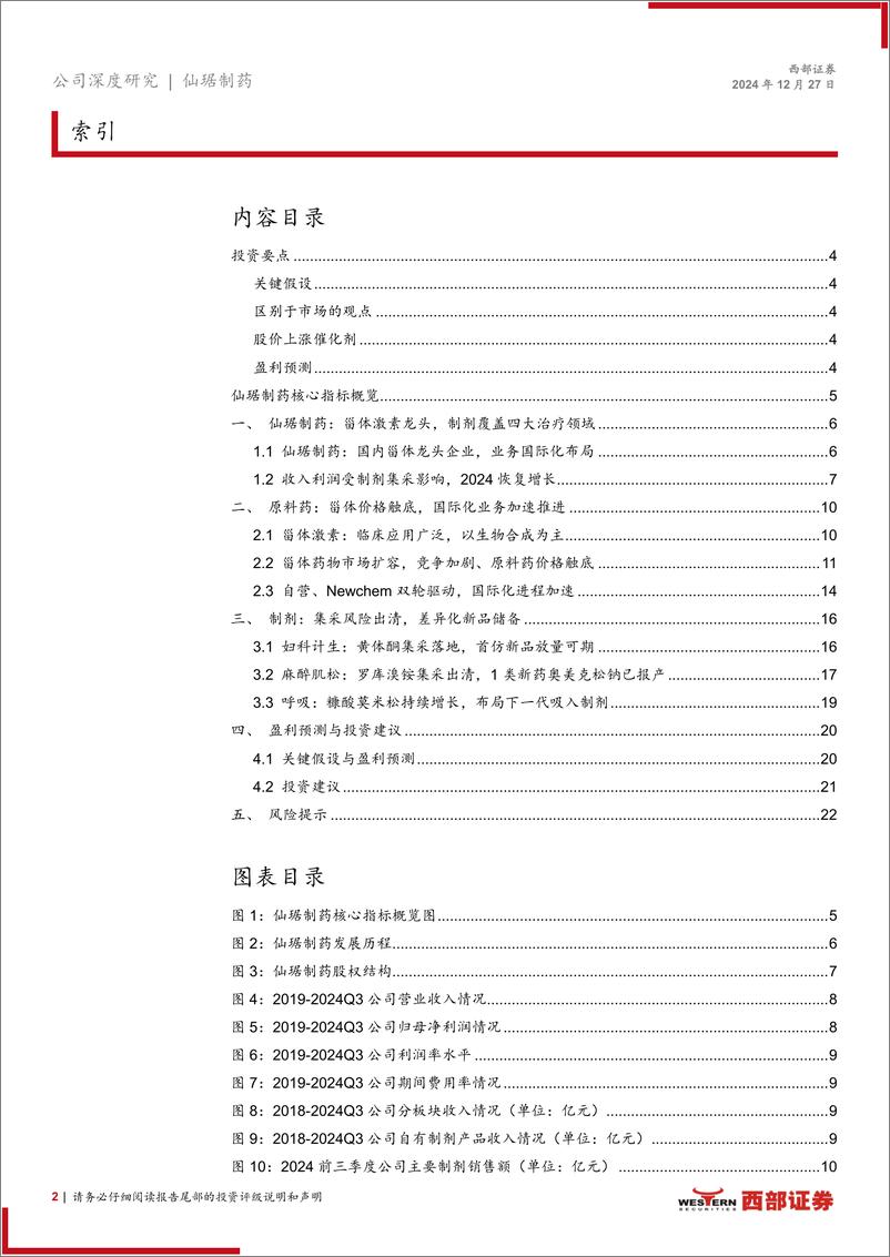 《仙琚制药(002332)首次覆盖报告：甾体激素龙头国际化升级，制剂新品放量可期-241227-西部证券-24页》 - 第2页预览图