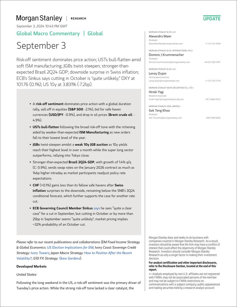 《Morgan Stanley Fixed-Global Macro Commentary September 3-110167190》 - 第1页预览图