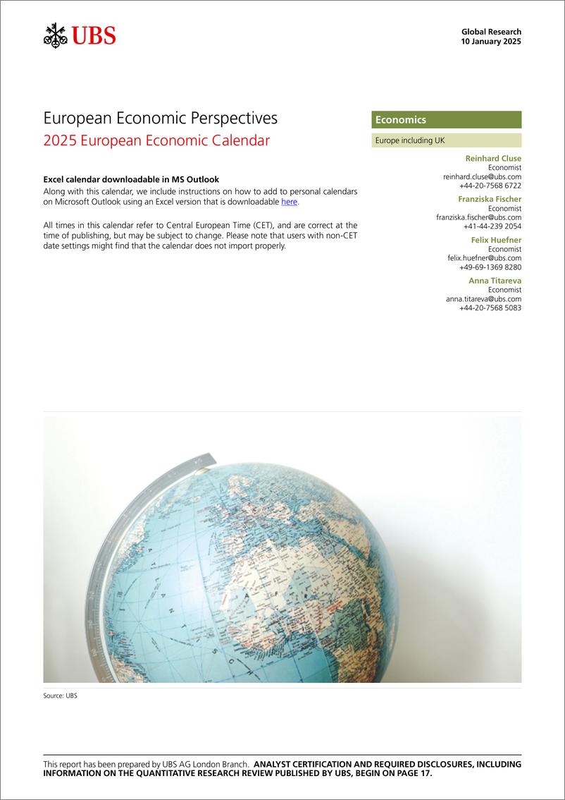 《UBS Economics-European Economic Perspectives _2025 European Economic Calen...-112716635》 - 第1页预览图