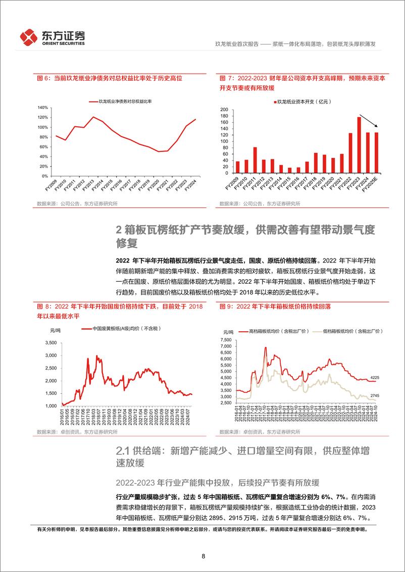 《玖龙纸业(02689.HK)浆纸一体化布局落地，包装纸龙头厚积薄发-241121-东方证券-25页》 - 第8页预览图