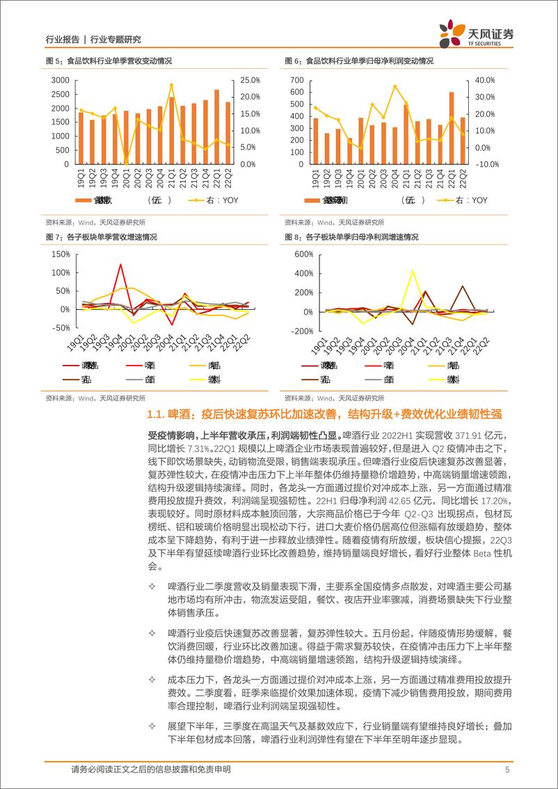 《非白酒行业2022H1财报总结：二季报风险落地，关注短期需求和成本的边际变化-20220920-天风证券-20页》 - 第6页预览图