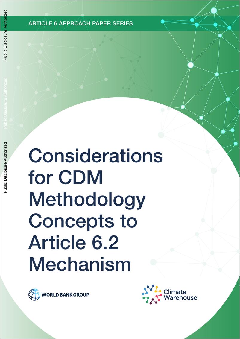 《世界银行-对第六条第2款清洁发展机制方法概念的考虑（英）-2024-25页》 - 第1页预览图