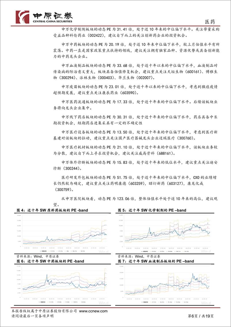 《医药行业月报：继续关注血制品、CXO领域的投资机会-20220723-中原证券-19页》 - 第7页预览图