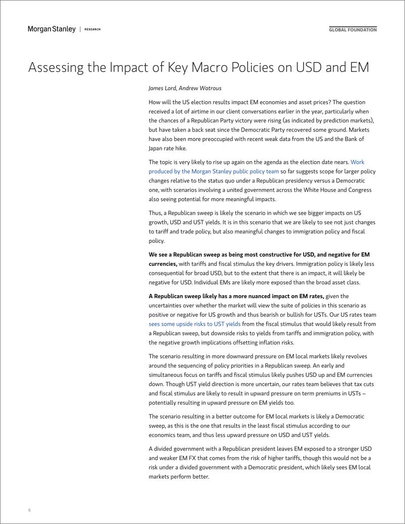 《Morgan Stanley Fixed-EM Fixed Income Strategy  Global Economics US Election Imp...-110151547》 - 第6页预览图