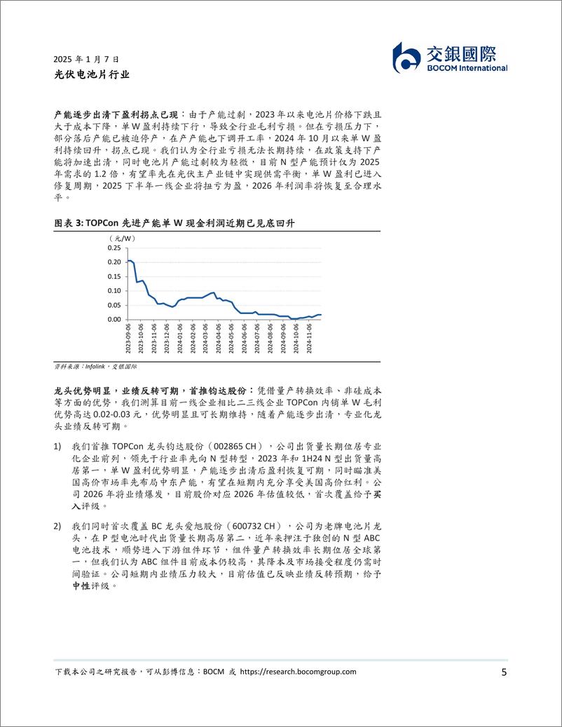 《光伏电池片行业：产能出清下盈利拐点已现，龙头优势明显反转可期-250107-交银国际-68页》 - 第5页预览图