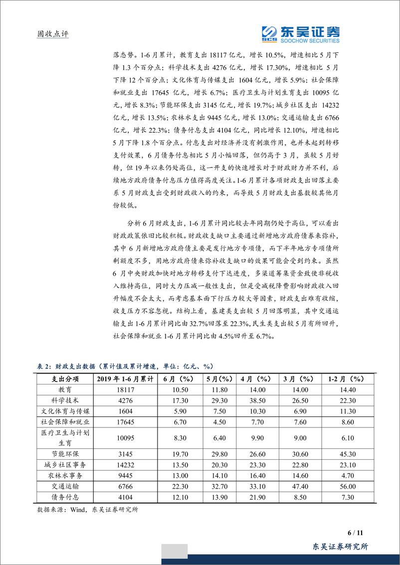 《6月财政收支点评：收支压力不容忽视，财政政策仍需发力-20190718-东吴证券-11页》 - 第7页预览图