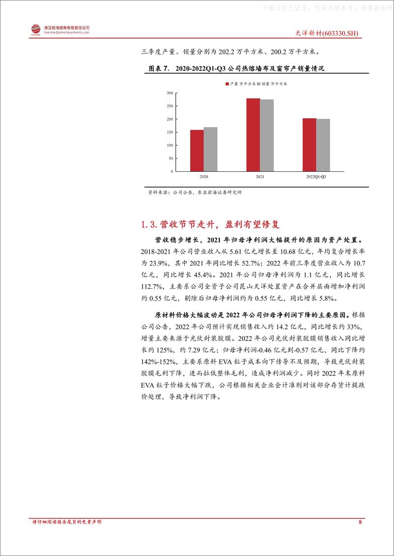 《东亚前海证券-天洋新材(603330)首次覆盖报告：热熔环保粘接龙头、光伏胶膜快速放量-230426》 - 第8页预览图