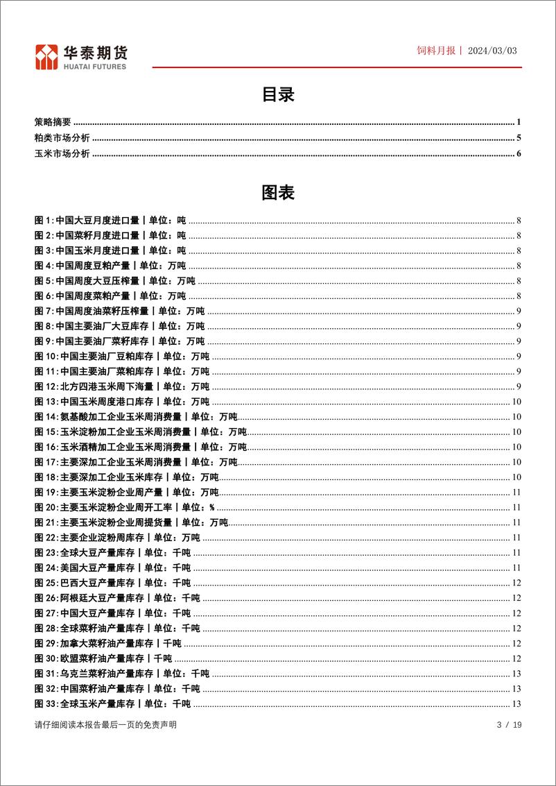 《饲料月报：巴西升贴水止跌回升，豆粕价格偏强运行-20240303-华泰期货-19页》 - 第3页预览图