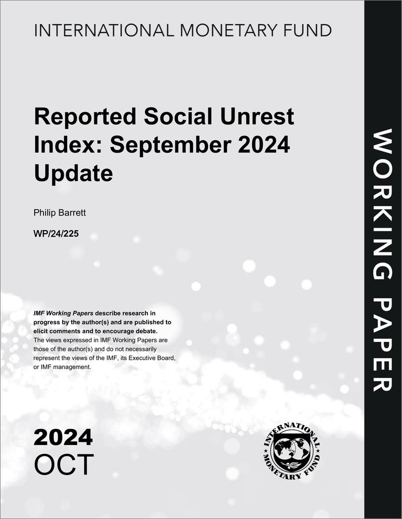 《IMF-报告的社会动荡指数：2024年9月更新（英）-10页》 - 第1页预览图