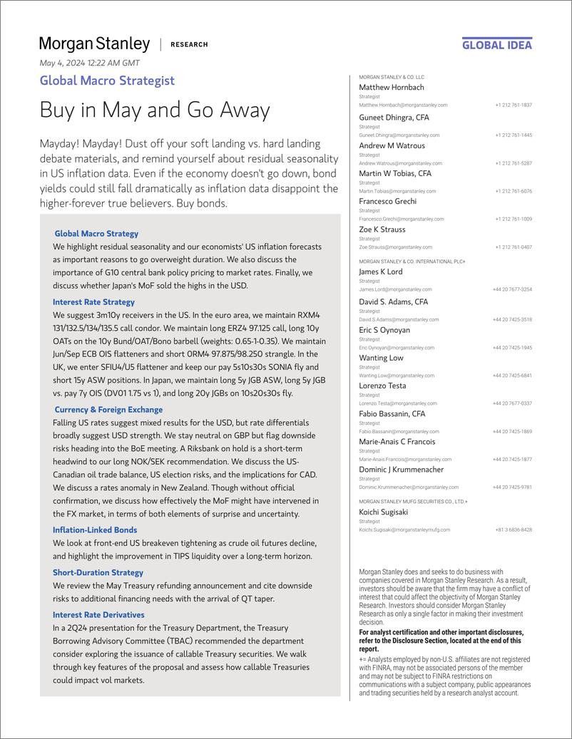 《Morgan Stanley Fixed-Global Macro Strategist Buy in May and Go Away-108018600》 - 第1页预览图