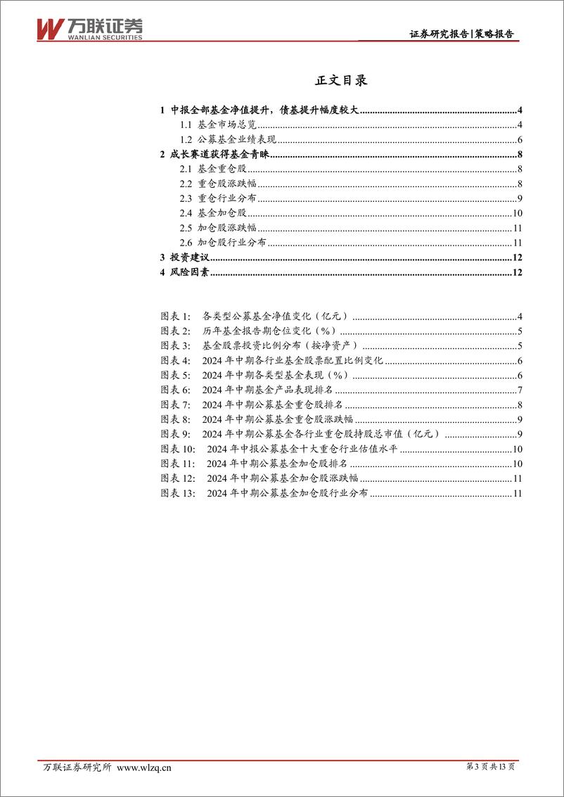 《策略跟踪报告：成长赛道获得基金青睐-240809-万联证券-13页》 - 第3页预览图