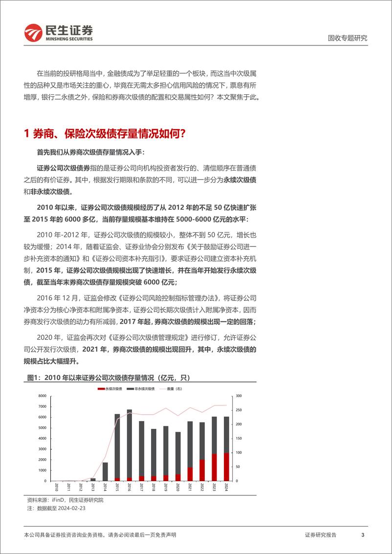 《金融债研究：多维度聚焦：券商、保险次级债-20240228-民生证券-21页》 - 第3页预览图