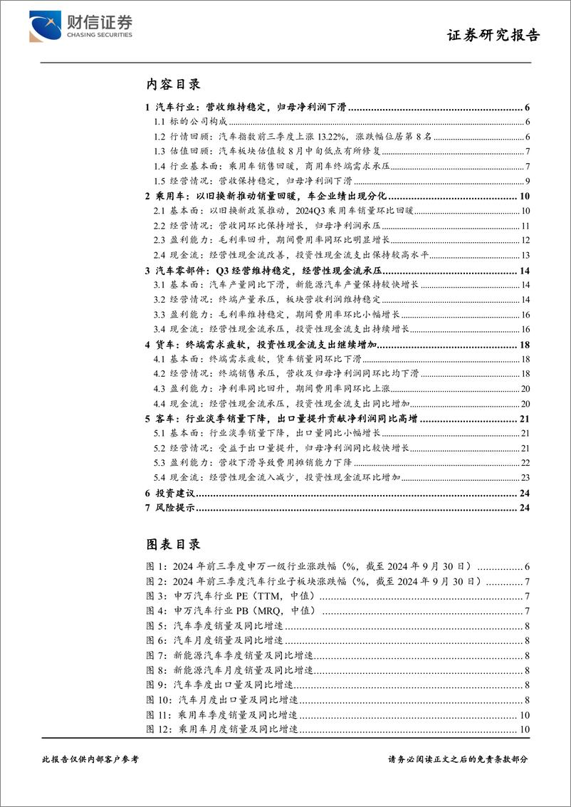 《汽车行业2024年三季报总结：以旧换新推动需求回暖，行业整体经营维持稳定-241119-财信证券-25页》 - 第3页预览图