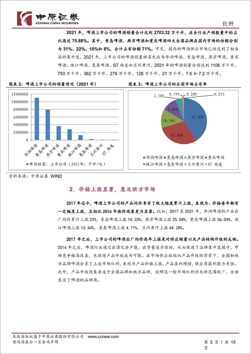 《饮料行业分析报告：啤酒消费升级显著，品牌进入获利期-20220519-中原证券-15页》 - 第4页预览图