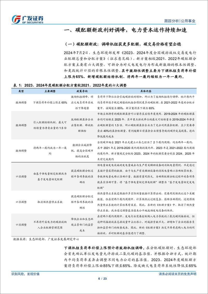 《公用事业行业深度跟踪：调峰激励碳配额获取，资本运作提速进行时-240707-广发证券-23页》 - 第6页预览图