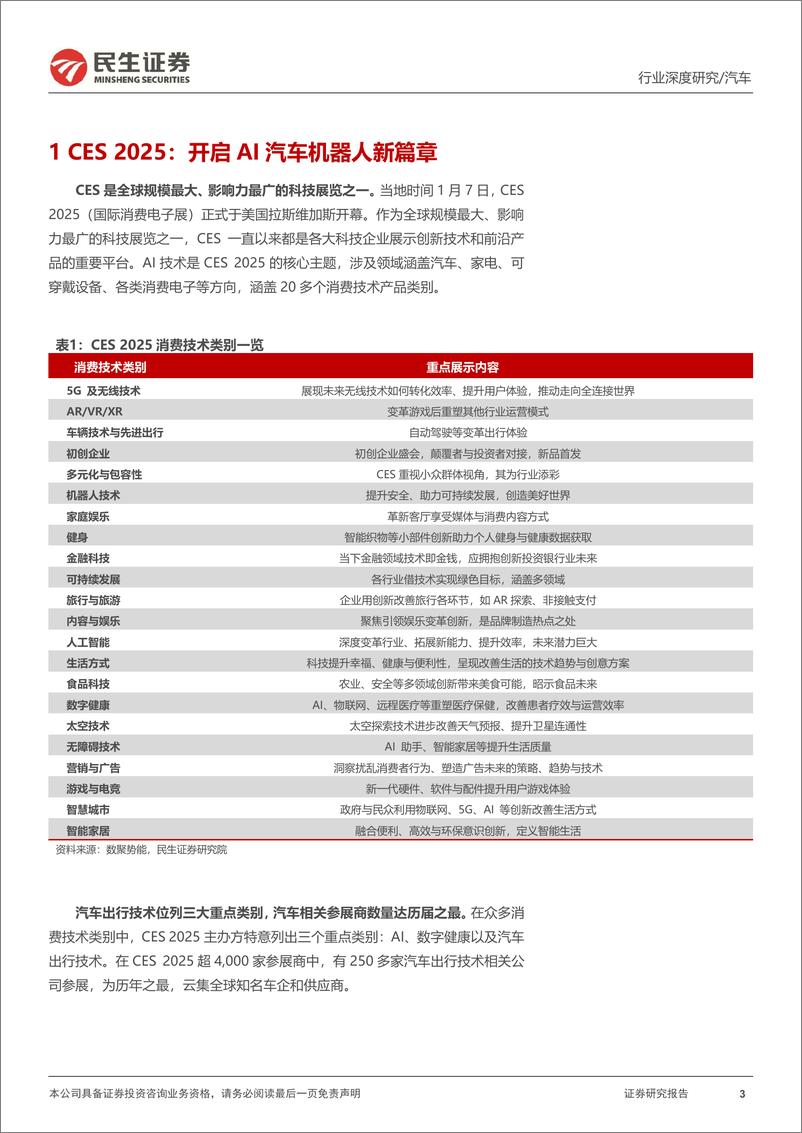 《汽车行业智能驾驶系列报告三-CES＋2025：驱动AI汽车机器人数据飞轮-250114-民生证券-41页》 - 第3页预览图